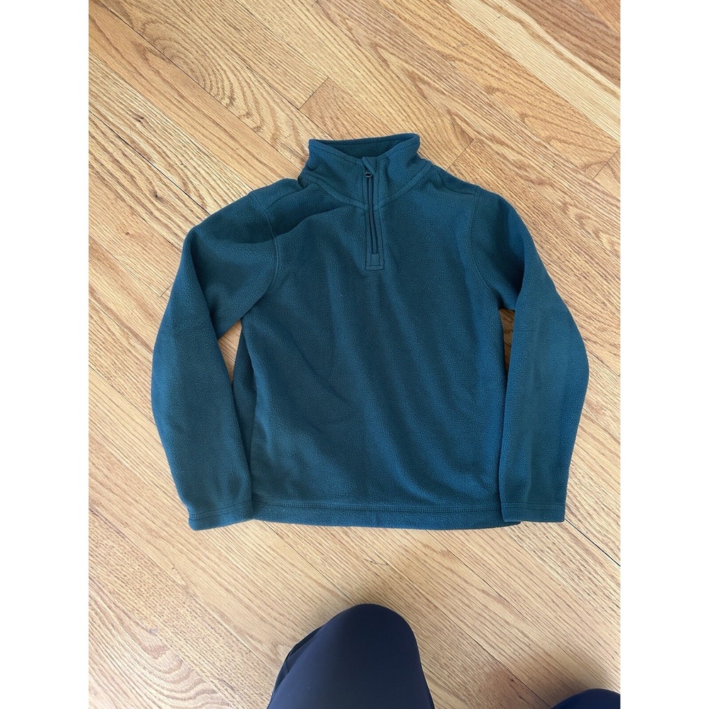Lands End Fleece Quarter Zip Green Pullover Kids Size XS